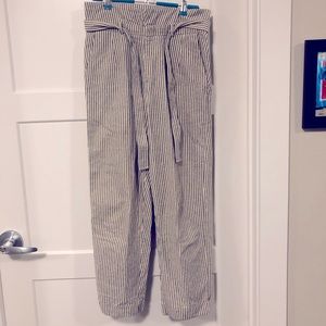 Linen High Waisted Paper Bag Pants